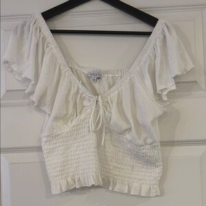 Patrons of Peace Cream Ruffle Blouse